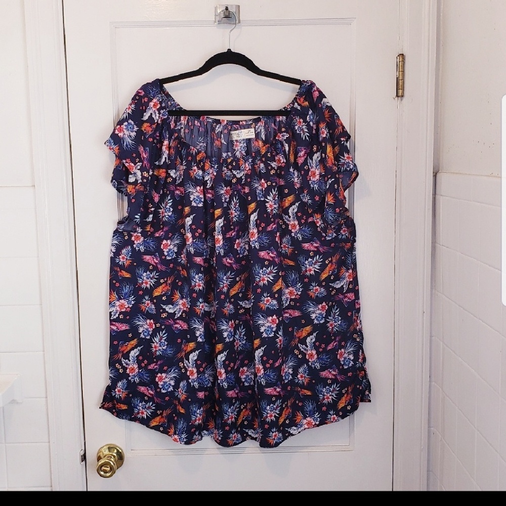 Beautiful NWOT blue flowy blouse 3X by Terra & Sky